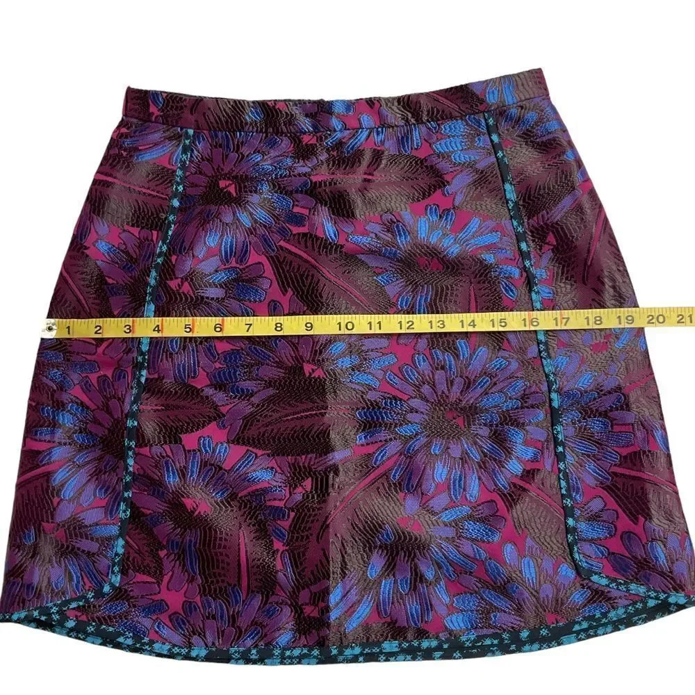 J. Crew Floral Jacquard Mini Skirt‎ Size 4 Purple Midnight Embroidered NWT